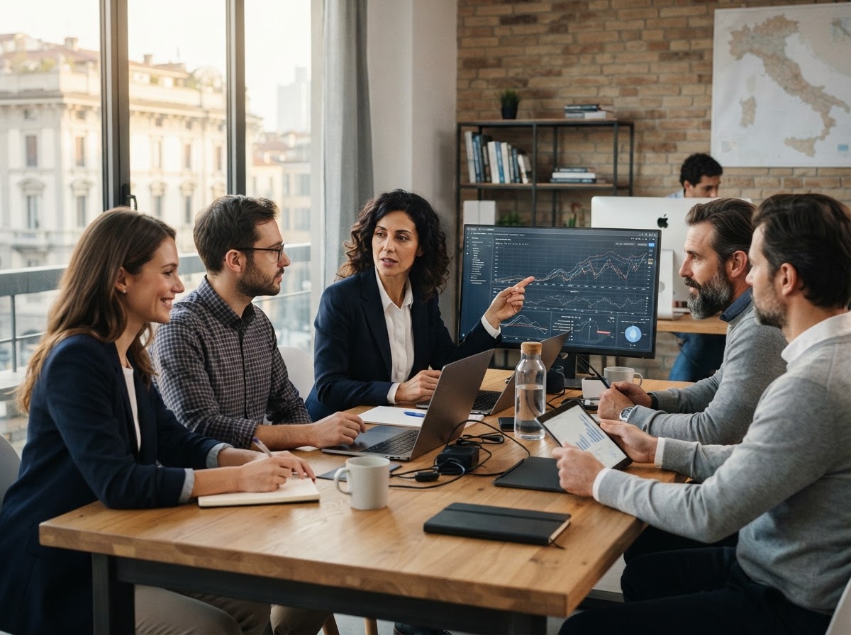 BTC-Divalis v39 - team di analisi dati al lavoro su strategie di investimento basate su intelligenza artificiale